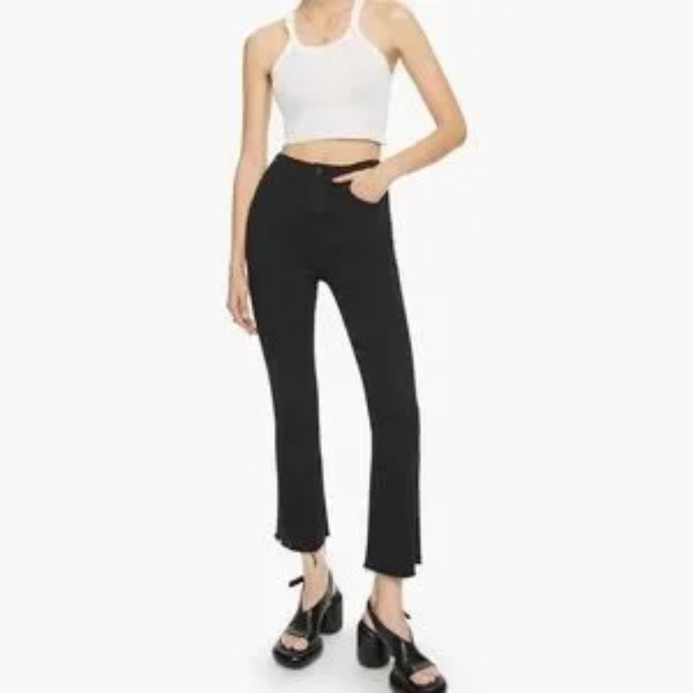 Womens Mother The Hustler Ankle Fray Not Guilty Black Skinny Jeans 28 *